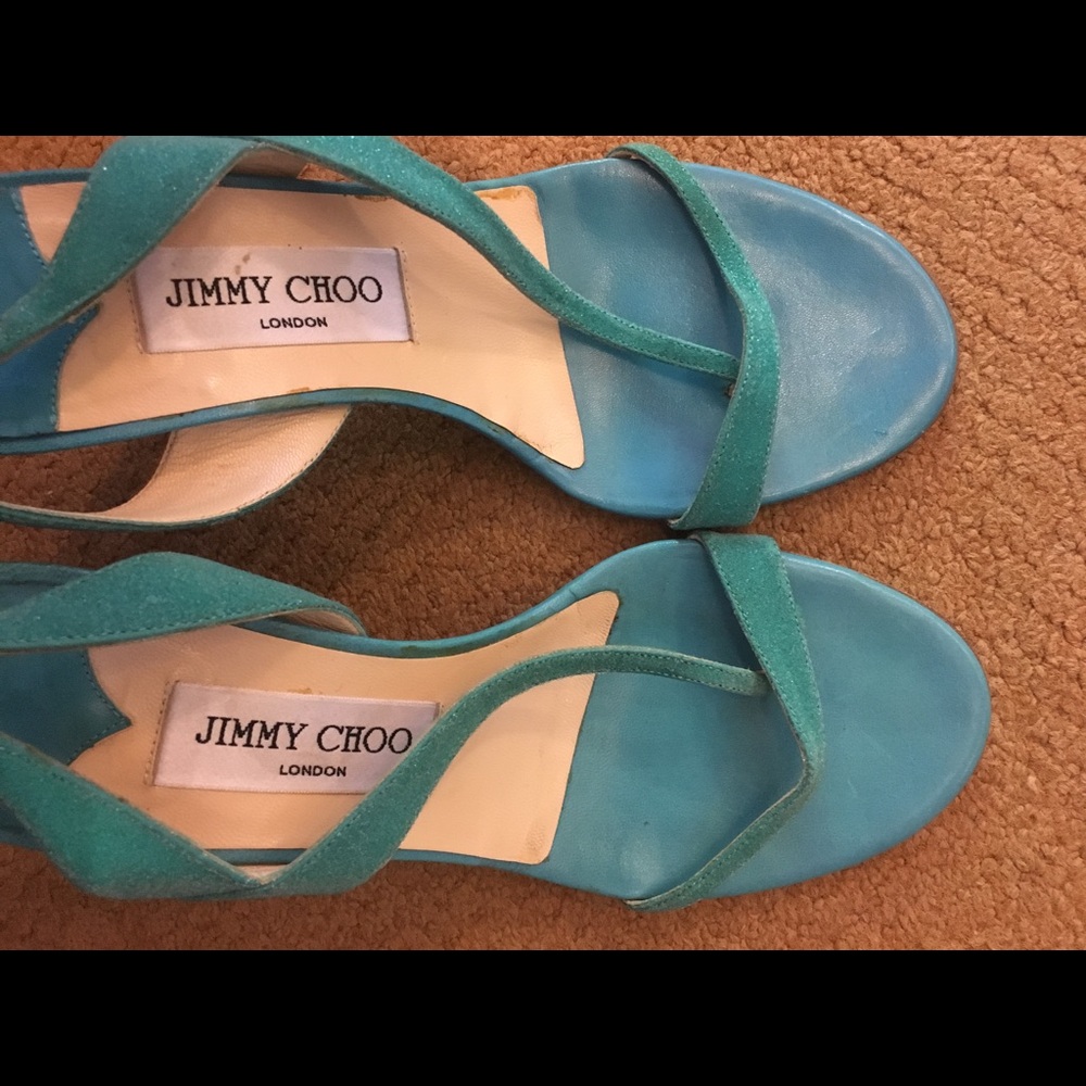 Jimmy Choo turquoise/Tiffany blue strappy heels